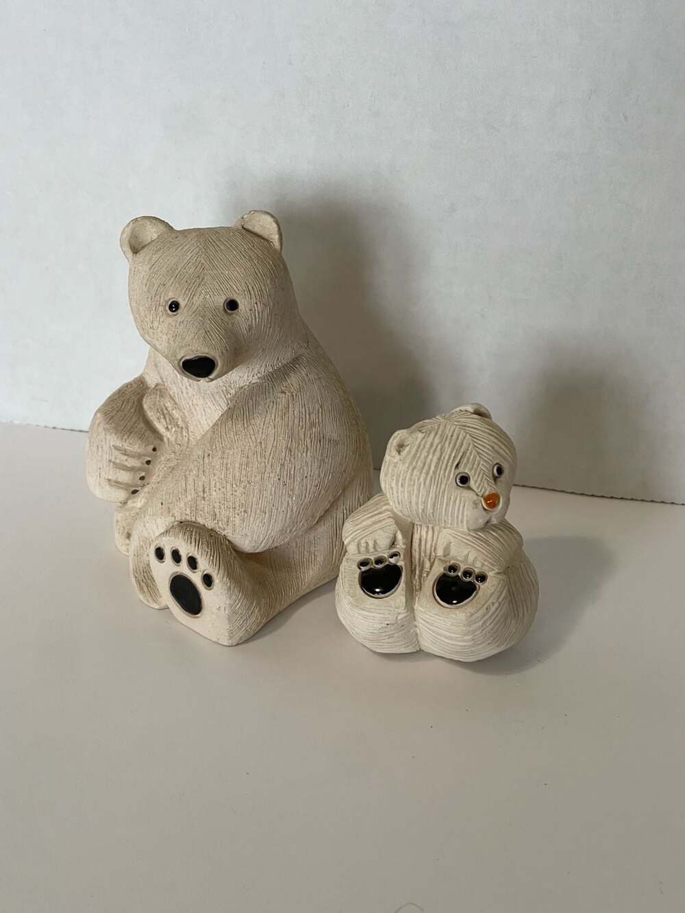 Artesania Rinconada Polar Bears Figurines Hand Carved